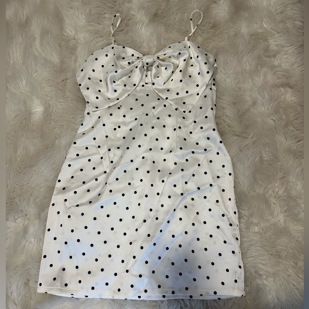Wild Fable White bow Dress with Black Dots